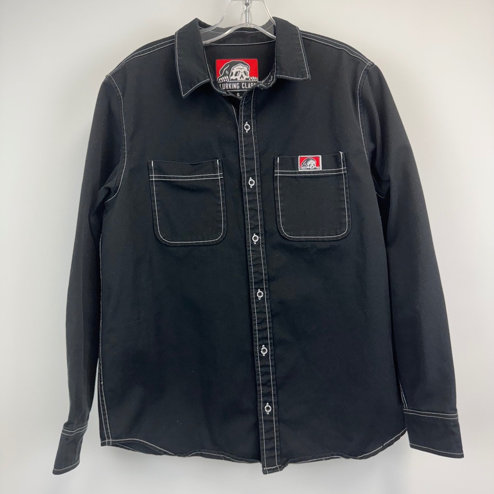 Lurking Class Sketchy Tank Mens Black Contrast Stitch Work Shirt Small S Utility